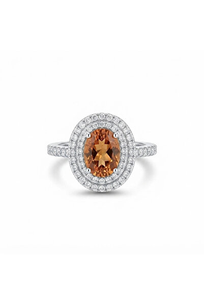h&b design jewel Steel Honey Color Oval Stone Ring