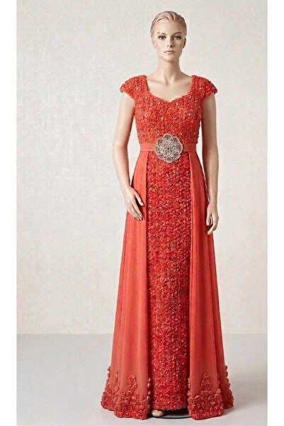 skycott Women's Floral Appliqué Evening Gown - Long Chiffon Evening Dress wit...
