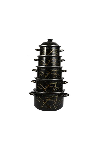 Tradeo 10 PCS Enamel Casserole Set with Lids, Non-Reactive Cookware, Durable ...