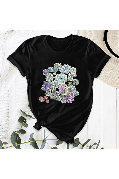 Orielle Tricou Negru Flori de Grădină