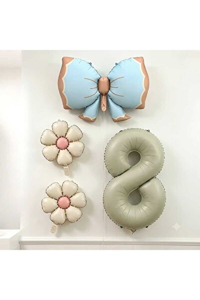 ÇITIPITISTORE Blue Bow Cream Number Birthday Party Age Celebration Set