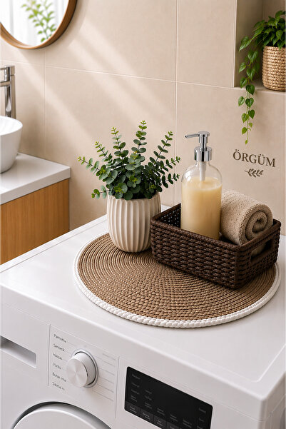 ÖRGÜM Machine Cover 43X43 cm Handcrafted Wicker Look Cover