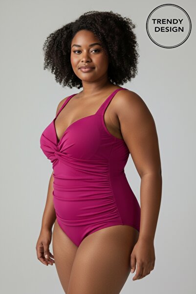 Trendy Design Costum de Baie Întreg Modelator cu Drapaje – Eleganță și Încred...