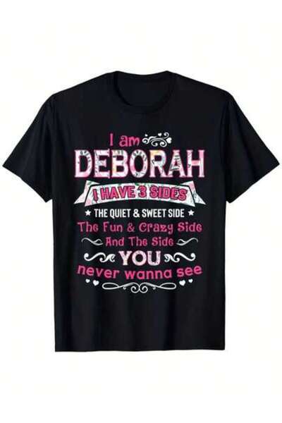 NOURAM تي شيرت Am I Have 3 Sides - Deborah First Name هدية للأب والأم والأصدق...
