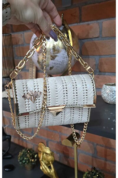 OEM Beige Handmade Bag with Gold Appliques