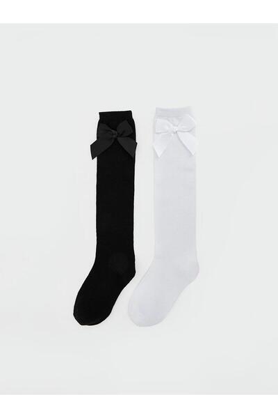 LC Waikiki Girls' Knee Socks with Bow, 2-Pack (W6)