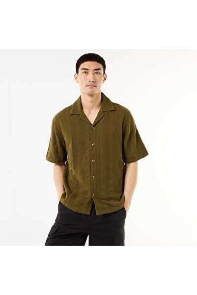 KIABI Short-Sleeved Fancy Knit Shirt GREEN