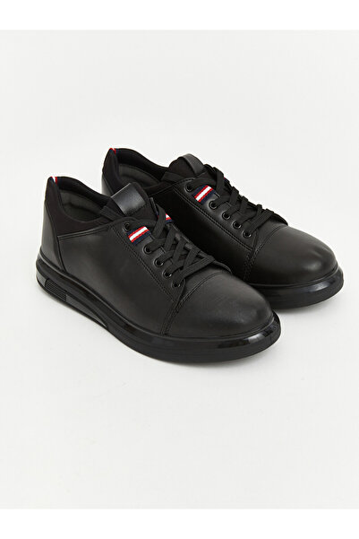 LC Waikiki Lcw Steps Black Leather Look Men's Sports Shoes