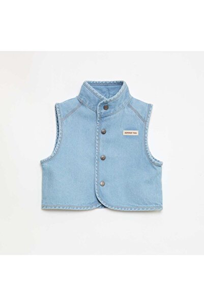 KIABI Sleeveless Denim Shirt in Cotton BLUE