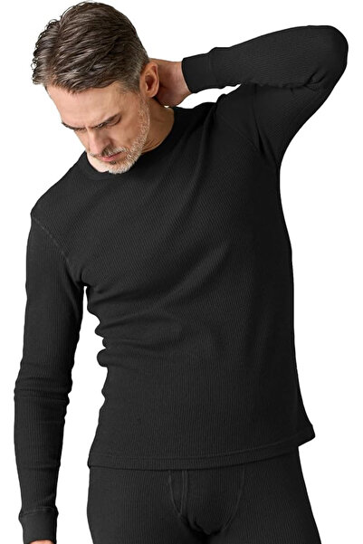 Lapasa Bluză termică ușoară pentru bărbați, cu mânecă lungă, neagră, 2XL