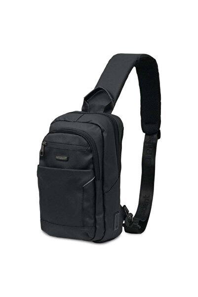 President Sling Crossbody Bag Small Shoulder Backpack for Men Waterproof Slim Chest Bags Casual Daypack for Travel and Daily use 13" ( BLACK )