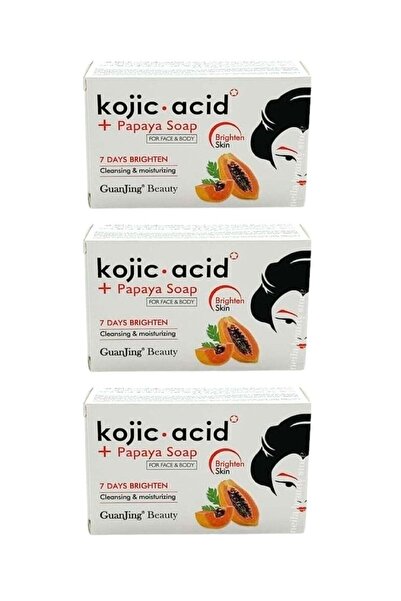 Guanjing Beauty Kojic Acid And Papaya Soap For Face And Body 120g - Pack of 3