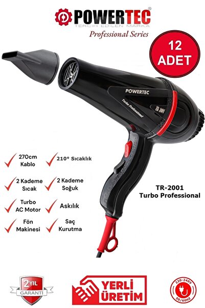 POWERTEC Tr-2001 Professional Hair Dryer & Blow Dryer 12 Pcs
