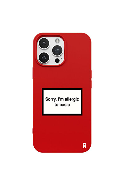 Casen iPhone 14 Pro Max Kırmızı Lansman Renkli Silikon I'm Allergic Yazılı Ka...