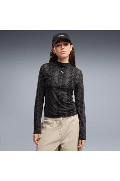 Puma Snake AOP Kadın Siyah Sweatshirt (638749-01)
