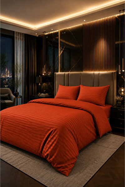 Karden Flower Aurelia Linea Tile 100% Cotton Satin Striped Single Duvet Cover...