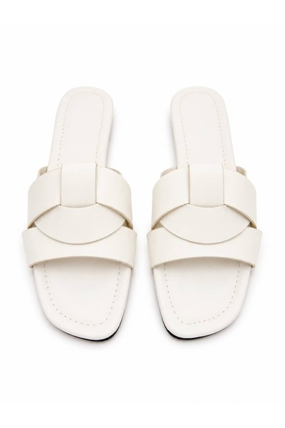 diclepolat Women's Beige Flat Sole Daily Slippers Panita