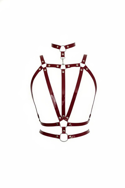 Angels Passion Burgundy Shiny Leather Body Harness