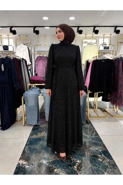 Butik Siyah Yeni Sezon Kesme Elbise Modelimiz