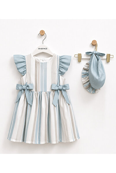 Gocoland Vintage striped girl's dress and bonnet