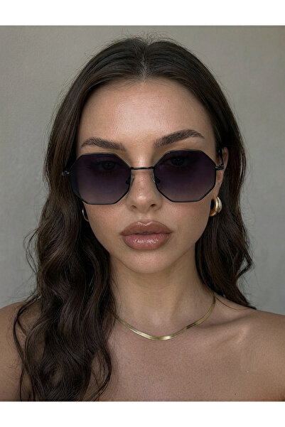 Makro Optik Sekizgen Unisex Model Güneş Gözlüğü Siyah