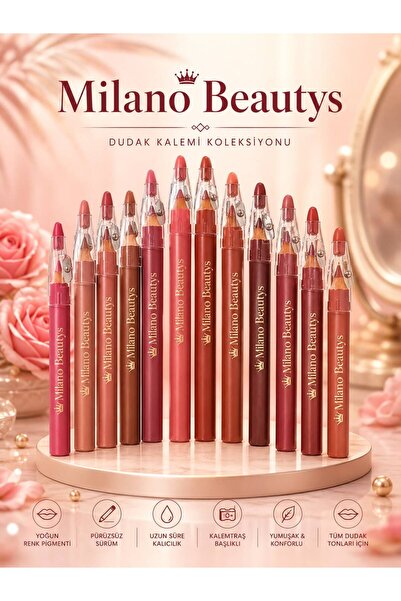 MİLANO BEAUTYS 12-Piece Thick Lip Liner with Sharpener