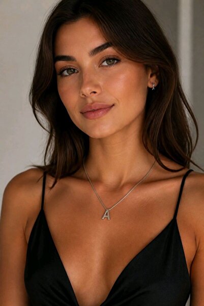 Monalisa Home Silver Color Steel Letter''A'' Flat Chain Necklace