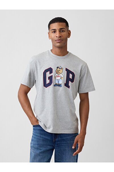 GAP Erkek Gri Everyday Soft Relaxed Logo T-Shirt