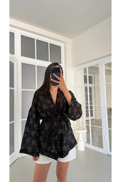 manana fashion Nakışlı Bağlamalı Özel Tasarım Kimono