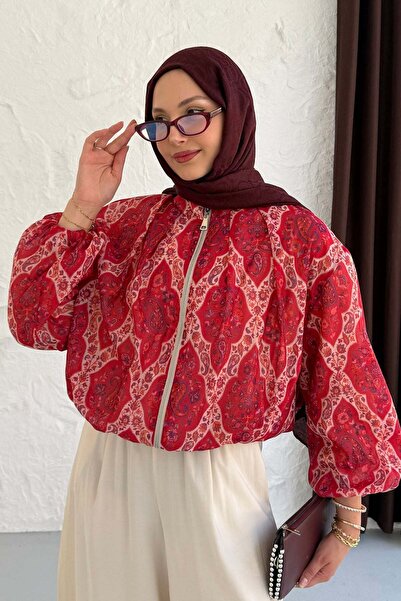 Modaensarbutik ZR Model Bomber Ceket-BORDO