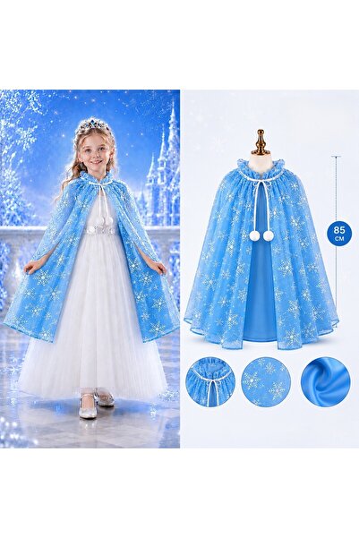 ForWhat 85cm Blue Snowflake Style Lined Elsa Cape for Office Home Office Show...