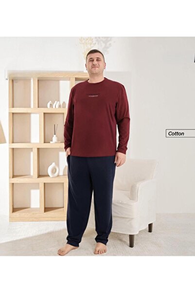 Pijamoni Ανδρικό Σετ Πιτζάμες Μακρυμάνικο Βαμβακερό Χτενισμένο με Λαιμόκοψη Π...