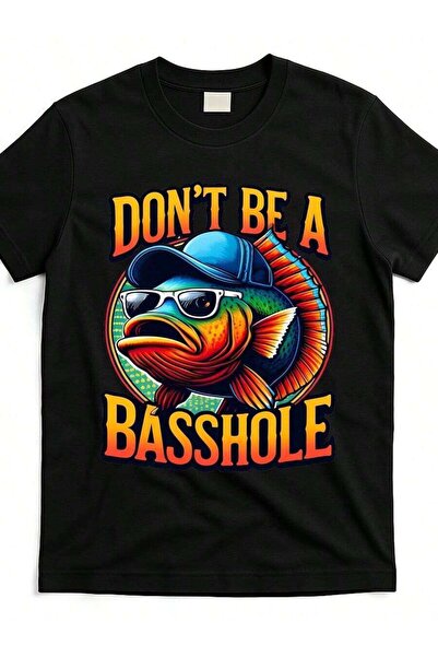 4Car تي شيرت رجالي من القطن المريح برقبة دائرية وأكمام قصيرة من Funny Bass Fish