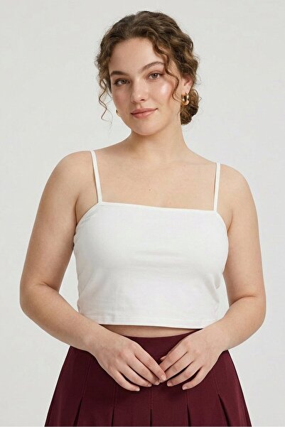 Don't Call Me Jennyfer Women Square Neck Sleeveless Plain Crop Top, White