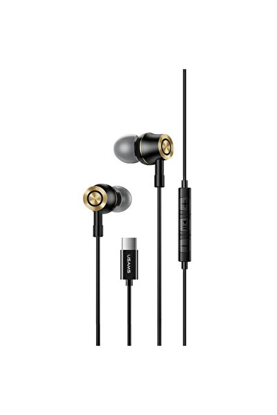 Usams EP-43 Căști intraauriculare cu fir USB-C cu microfon, Negru
