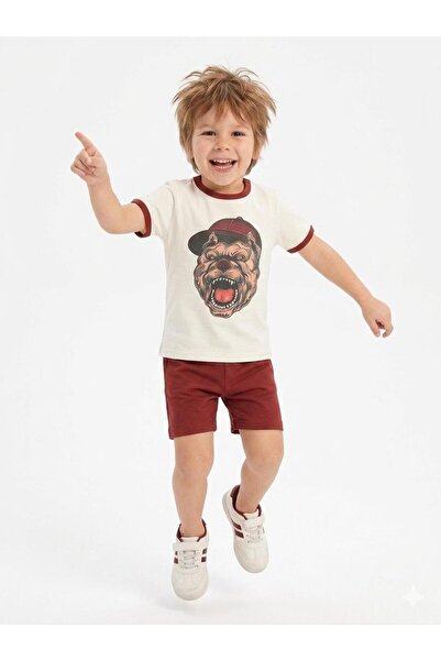 Maison Bebe Edelweiss Boys' Bulldog Printed Contrast Collar T-Shirt & Elastic...