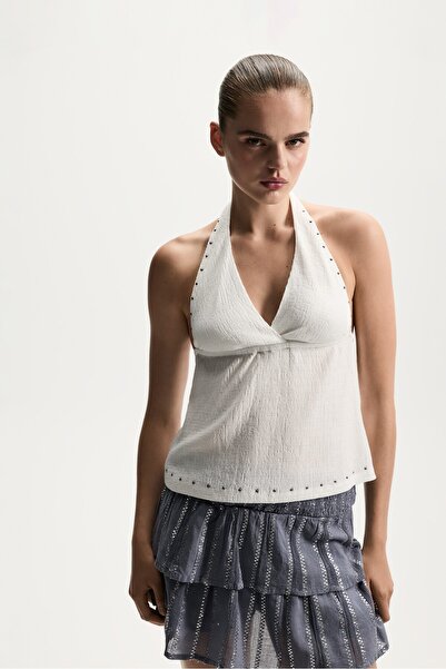 LEFTIES Zımba detaylı halter yaka top