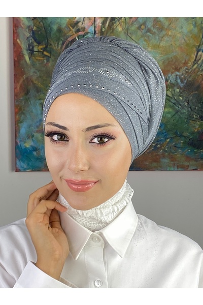 MY UKİYO STORE Bademgöz Desenli Kristal Taş Baskı Abiye Tesettür Şal