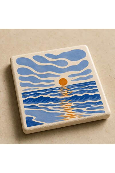 Ocean Sunset Doğal Taş Bardak Altlığı