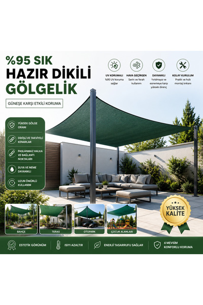 %95 Sık Hazır Dikili Gölgelik Güneşlik 4x6Mt