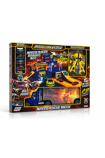 Toysan TRANSPOWER ROBO UNIVERSE - ROBOT - OTOPARK GARAJ - 5 METAL ARABA SET
