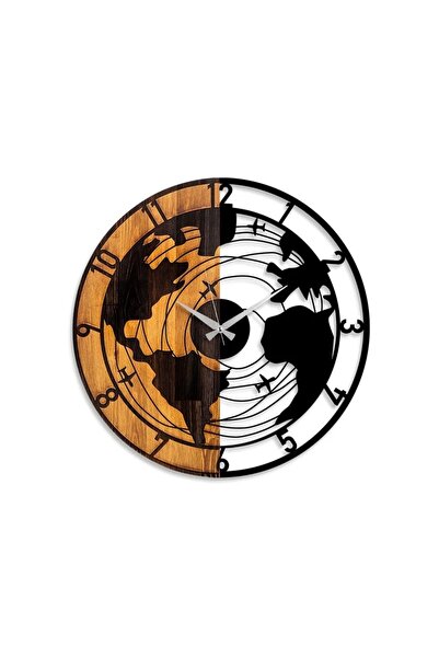 OEM Ceas de perete decorativ din lemn și metal 56x56x3 cm, design modern, nuc...