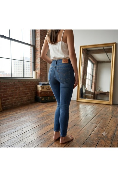 Levi's بنطلون جينز ميل هاي سوبر سكيني من القماش المرن-0235