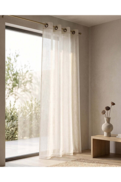 REDTAG ستارة شفافة مخططة باللون العاجي 140 سم × 240 سم