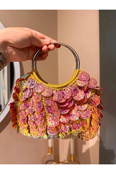 ARTTMACRAME حقيبة نسائية مطرزة يدويًا بالترتر - حقيبة أنيقة للاستخدام اليومي،...