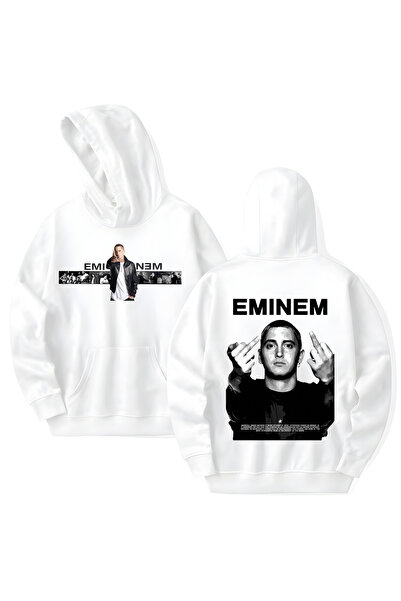 STİL-X Eminem Printed Cotton Long Sleeve 3 Thread Hooded Sweatshirt