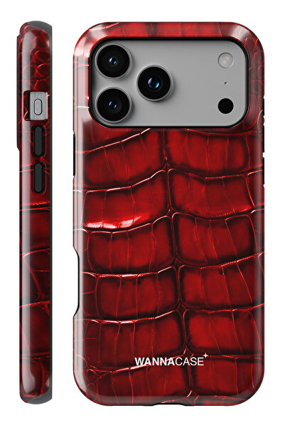 WANNACASE iPhone 17 Pro Blood Python Çift Katmanlı Essential Tough Telefon Kı...