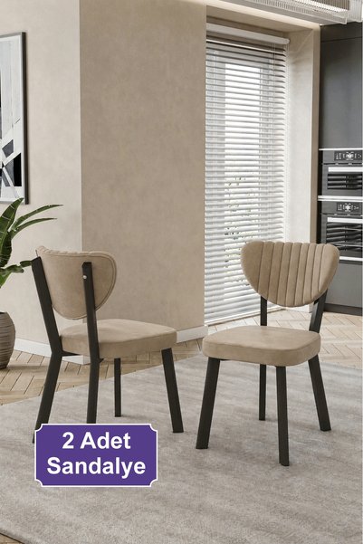 baresmu Elbar 2 Adet Elma Sandalye Baby Face Kumaş Metal İskelet Mutfak Yemek...