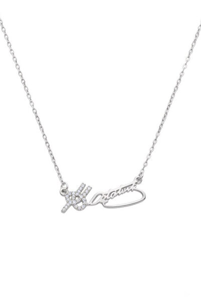 Jaida Moda Women's Zircon Stone Ataturk Signed Stainless Steel Necklace