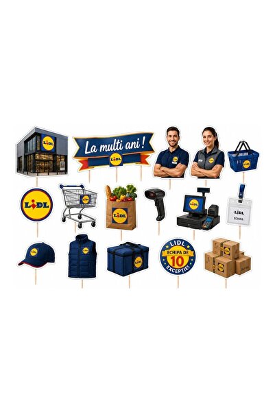 DecoParty Set de decorațiuni pentru tort – Tematică Angajat Supermarket LIDL,...